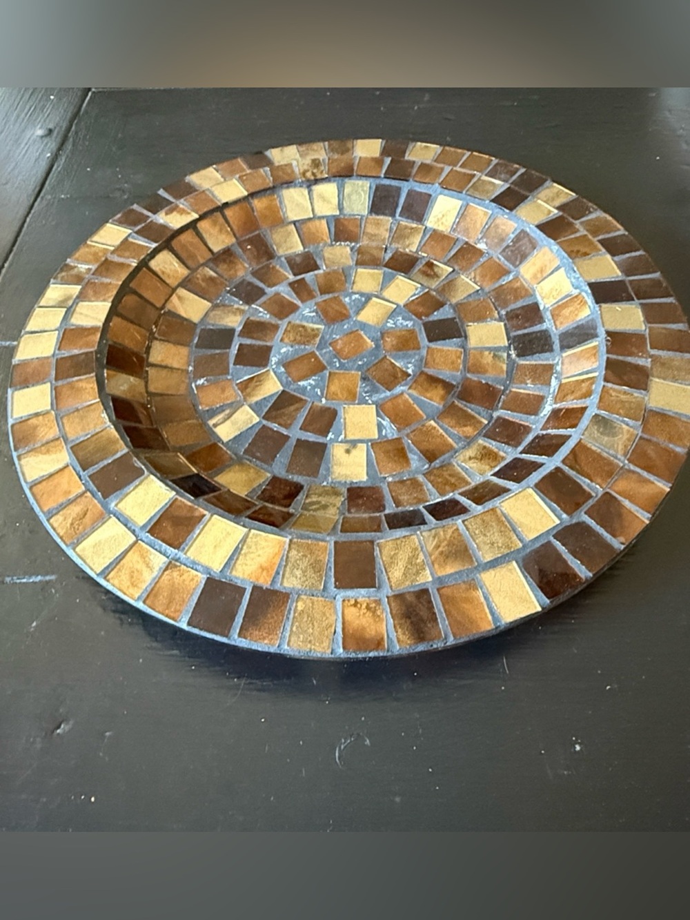 Mosaic Wall Plate in Brown and Gold